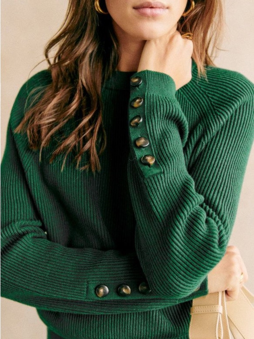 Sezane Hunter Green Sami Sweater Size SMALL